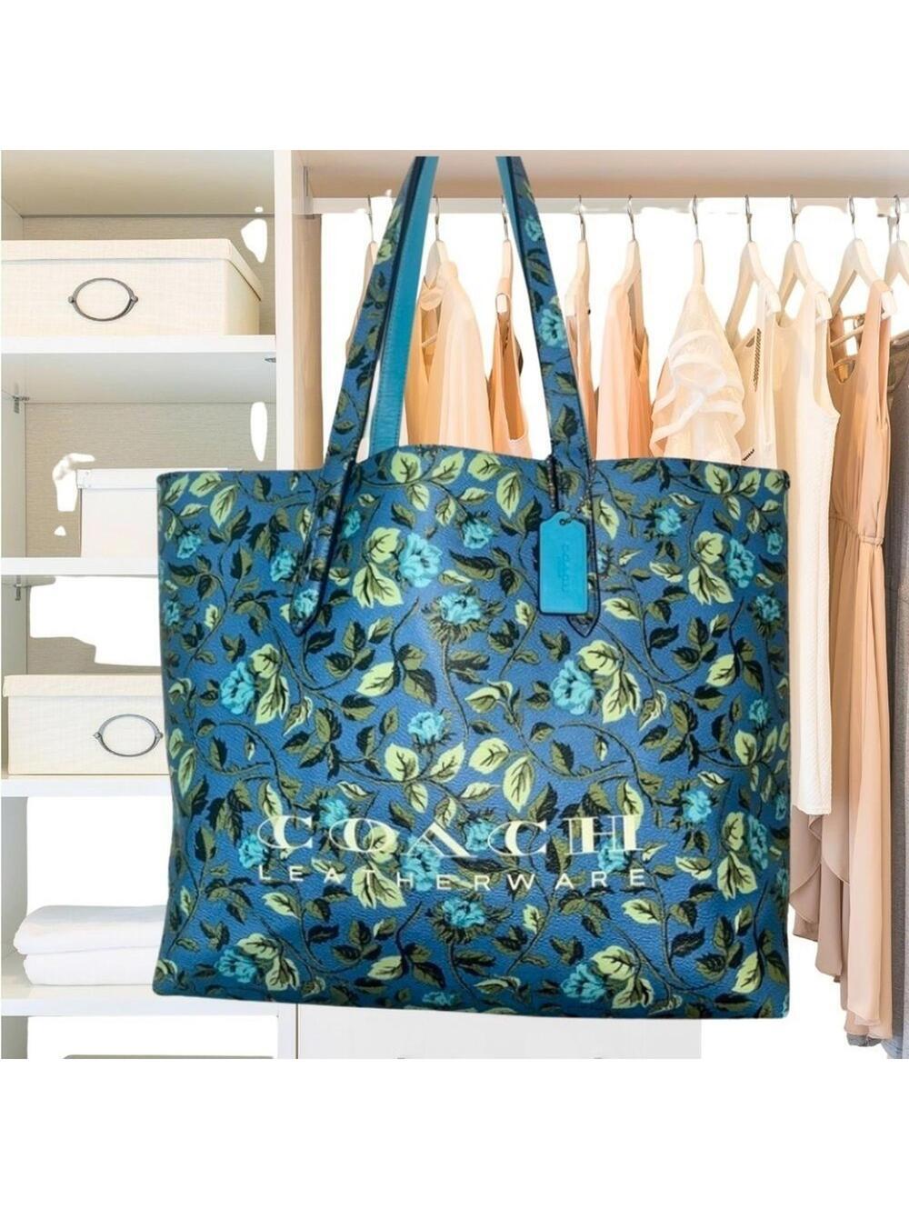 COACH Floral Print Coach Highline Tote Slate/Silver One Size